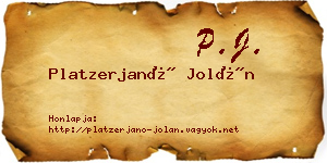 Platzerjanó Jolán névjegykártya